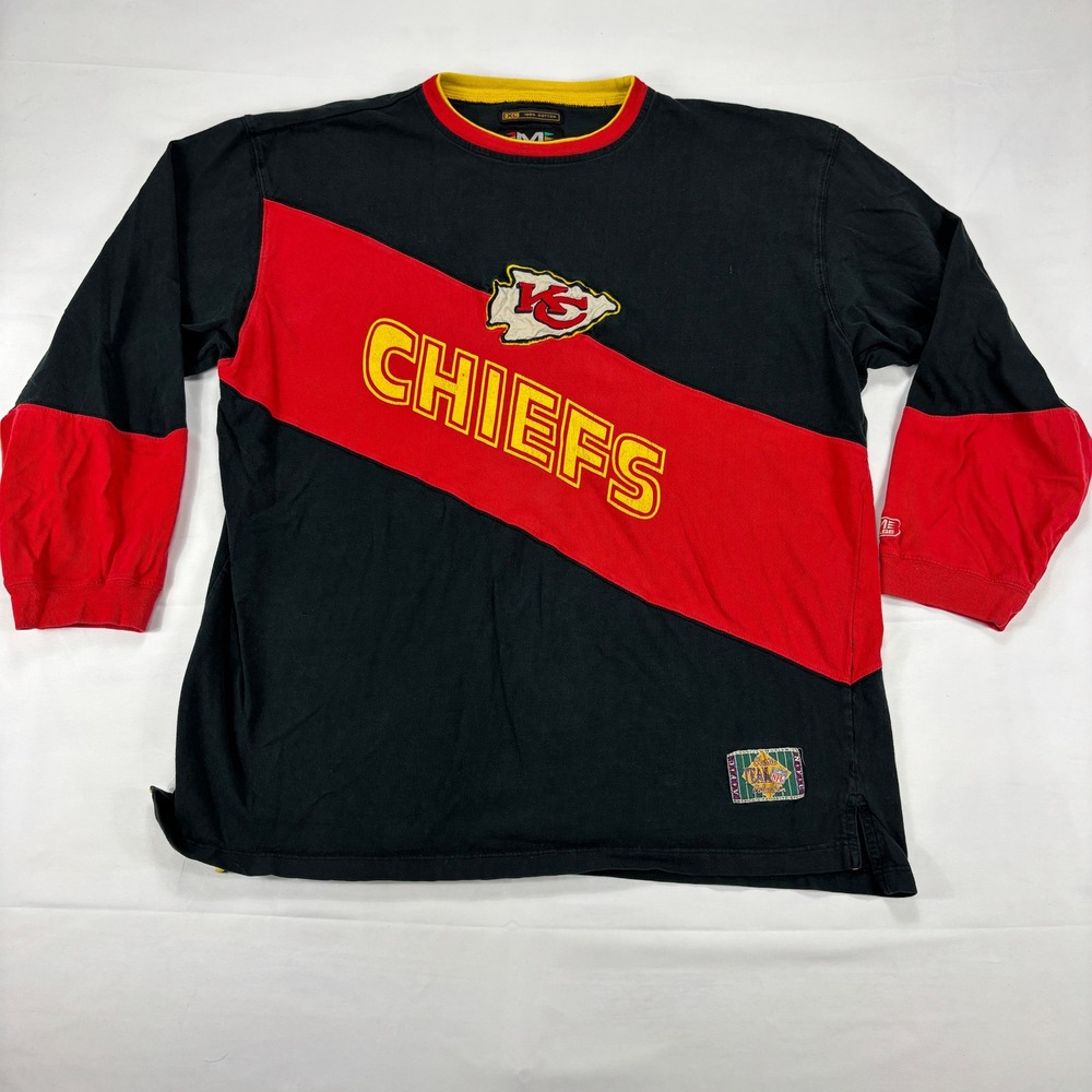 Vintage Kansas City Chiefs NFL Mirage Long Sleeve‎ T Shirt Black Red XL